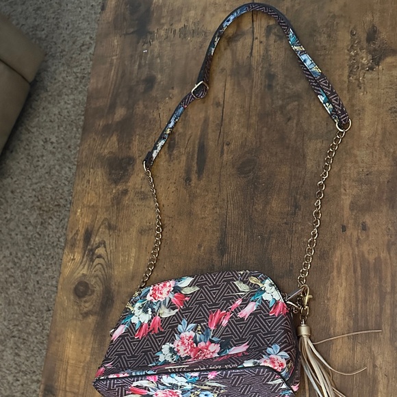 Aldo Geometric Floral Crossbody Bag - Brown and Pink - Picture 3 of 8